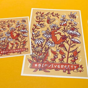 Biodiversité | Protection de la biodiversité | Impression d’art bicolore et carte postale