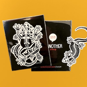 Silhouette Skeletons | Sticker Set | Lizard, Turtle, Chameleon, Gecko, Frog