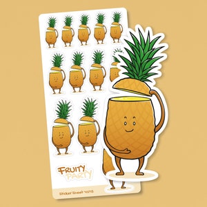 Autocollant arc | ananas | Autocollants de fruits de la série Fruity Party | Fournitures pour scrapbooking, filofaxing, bullet journaling