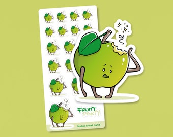 Sticker Bogen | Apfel | Obst Aufkleber der Serie Fruity Party | Zubehör für Scrapbooking, Filofaxing, Bullet Journaling