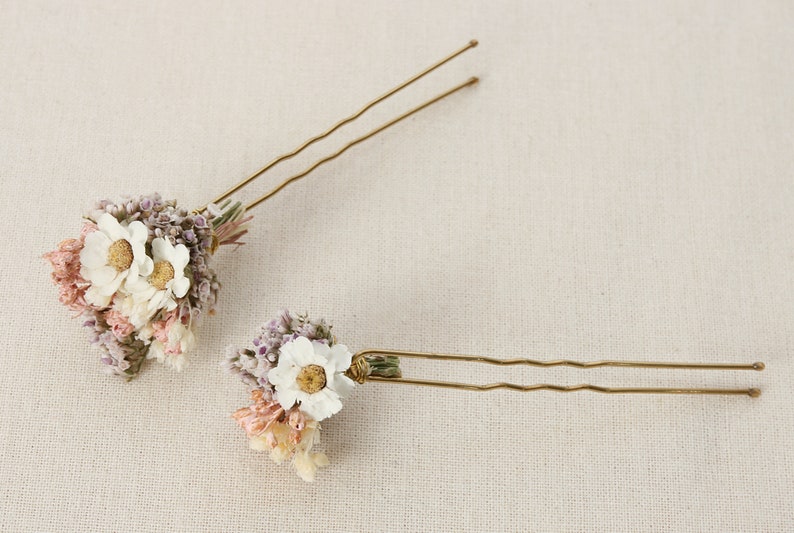 Hairpin made from real dried flowers from the Lina series available in 2 sizes maxi letter image 4