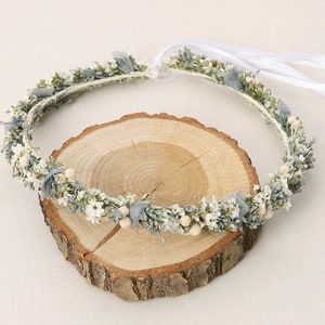 Head wreath made of dried flowers series Grays, (maxi letter)
