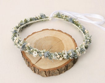 Head wreath of dried flowers series Greys, (maxi letter)
