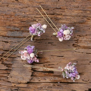 Hairpin made from real dried flowers from the Violetta series available in 2 sizes maxi letter image 4