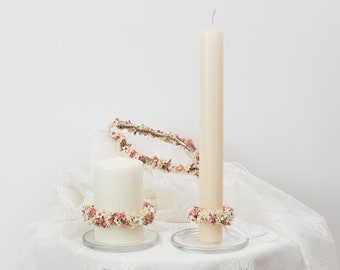 Candle wreath series Marie individual sizes for communion candle, baptism candle, wedding candle (maxi letter)