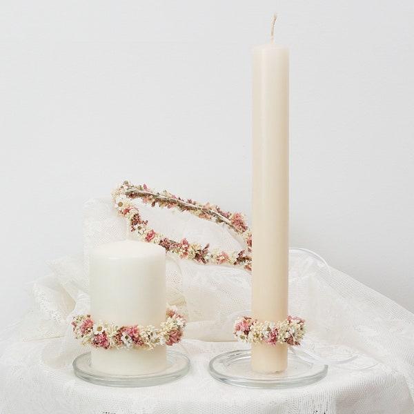 Corona de velas serie Marie tamaños individuales para vela de comunión, vela de bautizo, vela de boda (maxi carta)