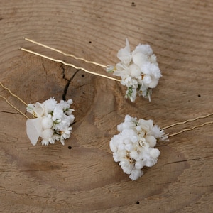 Hairpin made from real dried flowers from the Snow White series available in 2 sizes maxi letter image 7