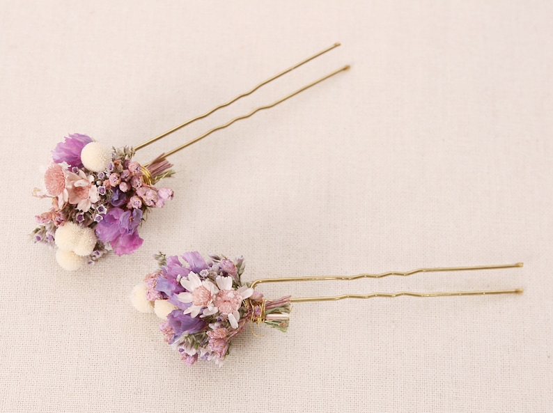 Hairpin made from real dried flowers from the Violetta series available in 2 sizes maxi letter image 8