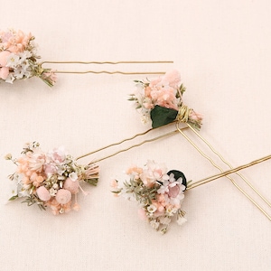 Hairpin made from real dried flowers from the Rosemariechen Peach series available in 2 sizes (maxi letter)