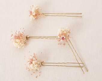 Hairpin made from real dried flowers from the Blush series available in 2 sizes (maxi letter)