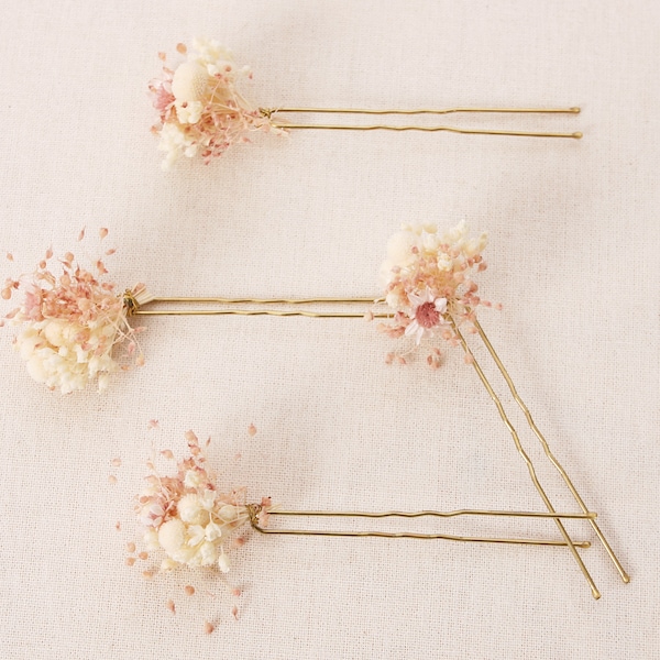 Haarnadel aus echten getrockneten Blumen aus der Serie Blush in 2 Größen erhältlich (Maxibrief)