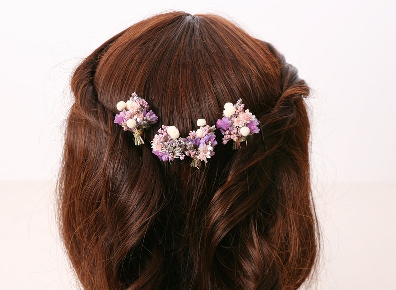Hairpin made from real dried flowers from the Violetta series available in 2 sizes maxi letter image 2