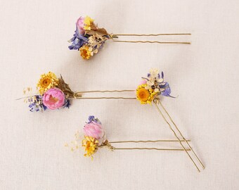 Haarnadel aus echten getrockneten Blumen aus der Serie Farben der Natur in 2 Größen erhältlich (Maxibrief)