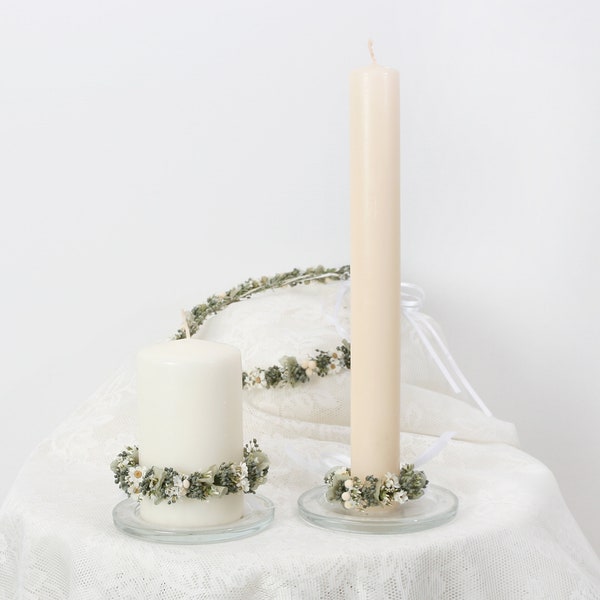 Candle wreath series Grays individual sizes for communion candle, baptism candle, wedding candle (maxi letter)