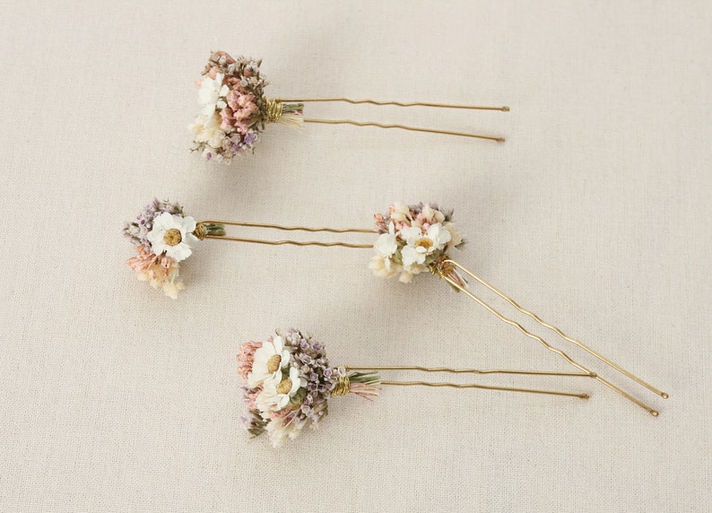 Hairpin made from real dried flowers from the Lina series available in 2 sizes maxi letter image 1