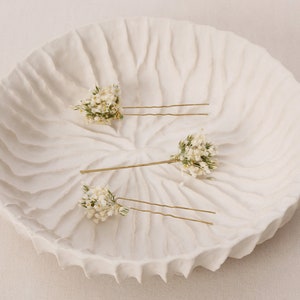 Hairpin made from real dried flowers from the extra delicate and thin white cream series available in 2 sizes maxi letter image 6