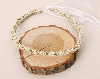 Couronne de tête extra délicate et fine crème blanche, couronne de fleurs, couronne de cheveux, couronne de mariée, couronne de dirndl, couronne de fleurs séchées, couronne de fleurs (maxi lettre)