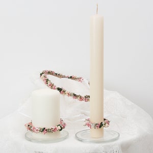 Candle wreath series Rosemariechen pink individual sizes for communion candle, baptism candle, wedding candle (maxi letter)