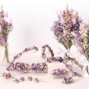 Épingle à cheveux réalisée à partir de véritables fleurs séchées de la série Violetta disponible en 2 tailles maxi lettre image 10