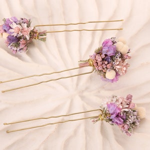Hairpin made from real dried flowers from the Violetta series available in 2 sizes maxi letter image 3