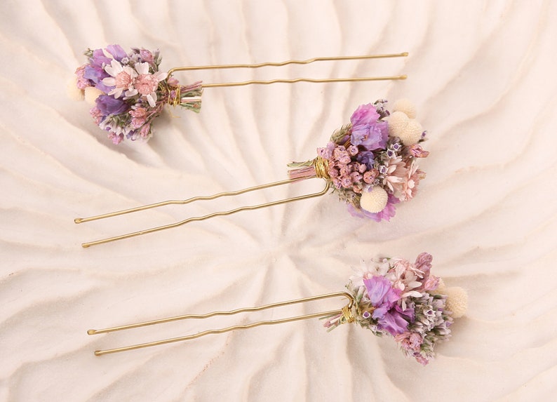 Hairpin made from real dried flowers from the Violetta series available in 2 sizes maxi letter image 3