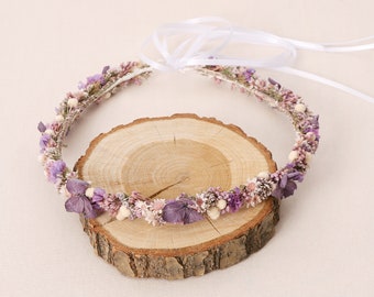 Head wreath made of dried flowers series Violetta, (maxi letter)