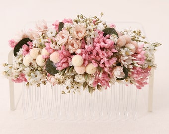 Headdress made of dried flowers series Rosemariechen Rosa, (maxi letter)