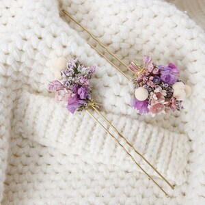 Hairpin made from real dried flowers from the Violetta series available in 2 sizes maxi letter image 6