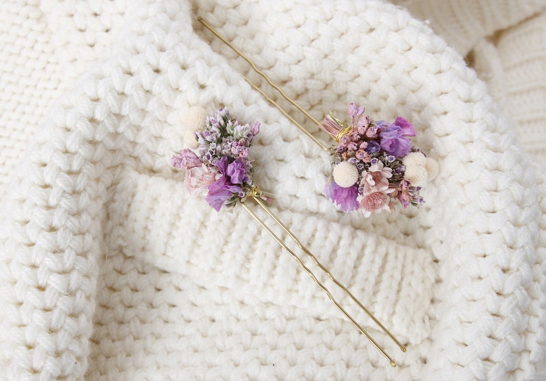 Hairpin made from real dried flowers from the Violetta series available in 2 sizes maxi letter image 6