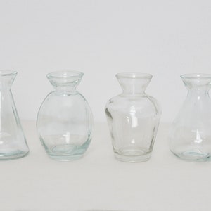 Set of 4 glass vases with different shapes