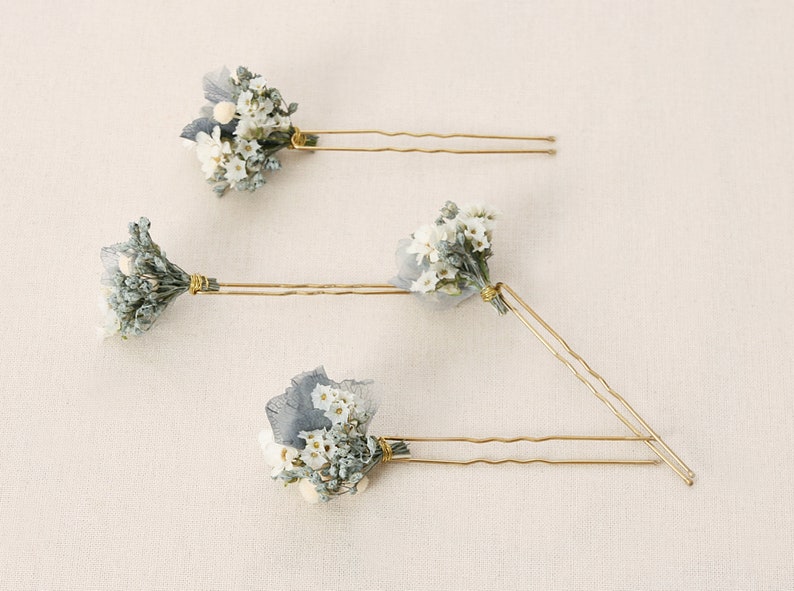 Hairpin made from real dried flowers from the Grays series available in 2 sizes maxi letter image 1