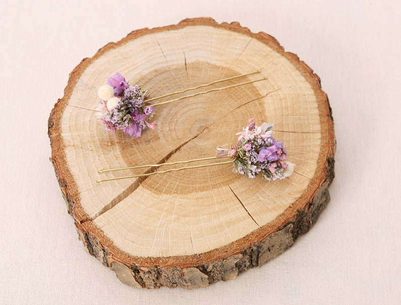 Hairpin made from real dried flowers from the Violetta series available in 2 sizes maxi letter image 5