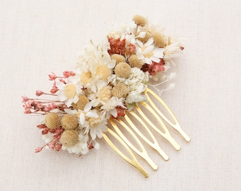 Kopfschmuck bzw. Haarkamm mini aus echten getrockneten Blumen Serie Valentina (Maxibrief)