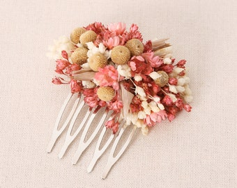 Kopfschmuck bzw. Haarkamm mini aus echten getrockneten Blumen Serie Milena (Maxibrief)