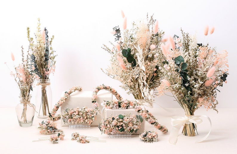 Haarnadel aus echten getrockneten Blumen aus der Serie Rosemariechen Peach in 2 Größen erhältlich Maxibrief Bild 8