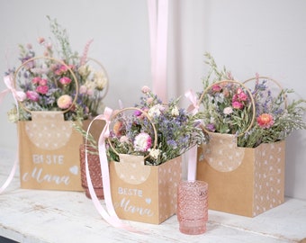 Beste Mama Tasche, Muttertagstasche, dried bouquet, Trockenstrauß, dried Flowers, Trockenblumen,