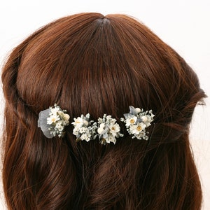 Epingle à cheveux réalisée à partir de véritables fleurs séchées de la série Grays disponible en 2 tailles maxi lettre image 2