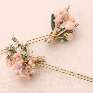 Haarnadel aus echten getrockneten Blumen aus der Serie Rosemariechen Peach in 2 Größen erhältlich Maxibrief Bild 2