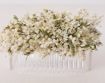 Kopfschmuck aus getrockneten Blumen Serie extra zart und dünn weißcreme , (Maxibrief)