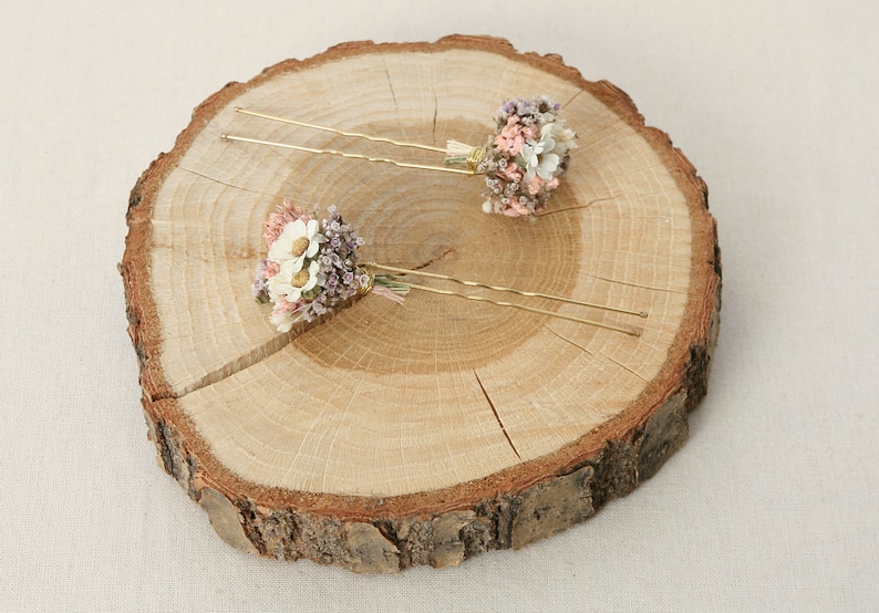 Hairpin made from real dried flowers from the Lina series available in 2 sizes maxi letter image 6