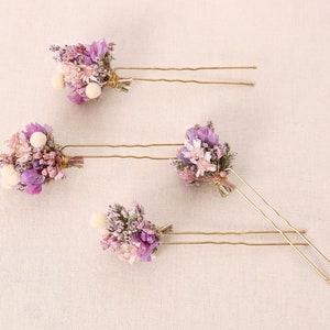 Hairpin made from real dried flowers from the Violetta series available in 2 sizes maxi letter image 1