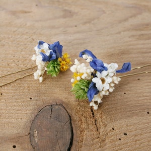 Épingle à cheveux réalisée à partir de véritables fleurs séchées de la série Marlène disponible en 2 tailles maxi lettre image 6