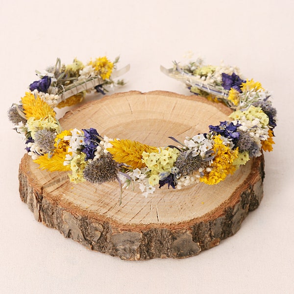 Headband Serie Distelliebe, Blumenkrone, Haarkranz, Bridalwre, Dirndlkranz, Kopfschmuck, Communion wreath, (Maxibrief)