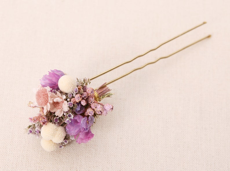 Hairpin made from real dried flowers from the Violetta series available in 2 sizes maxi letter image 7