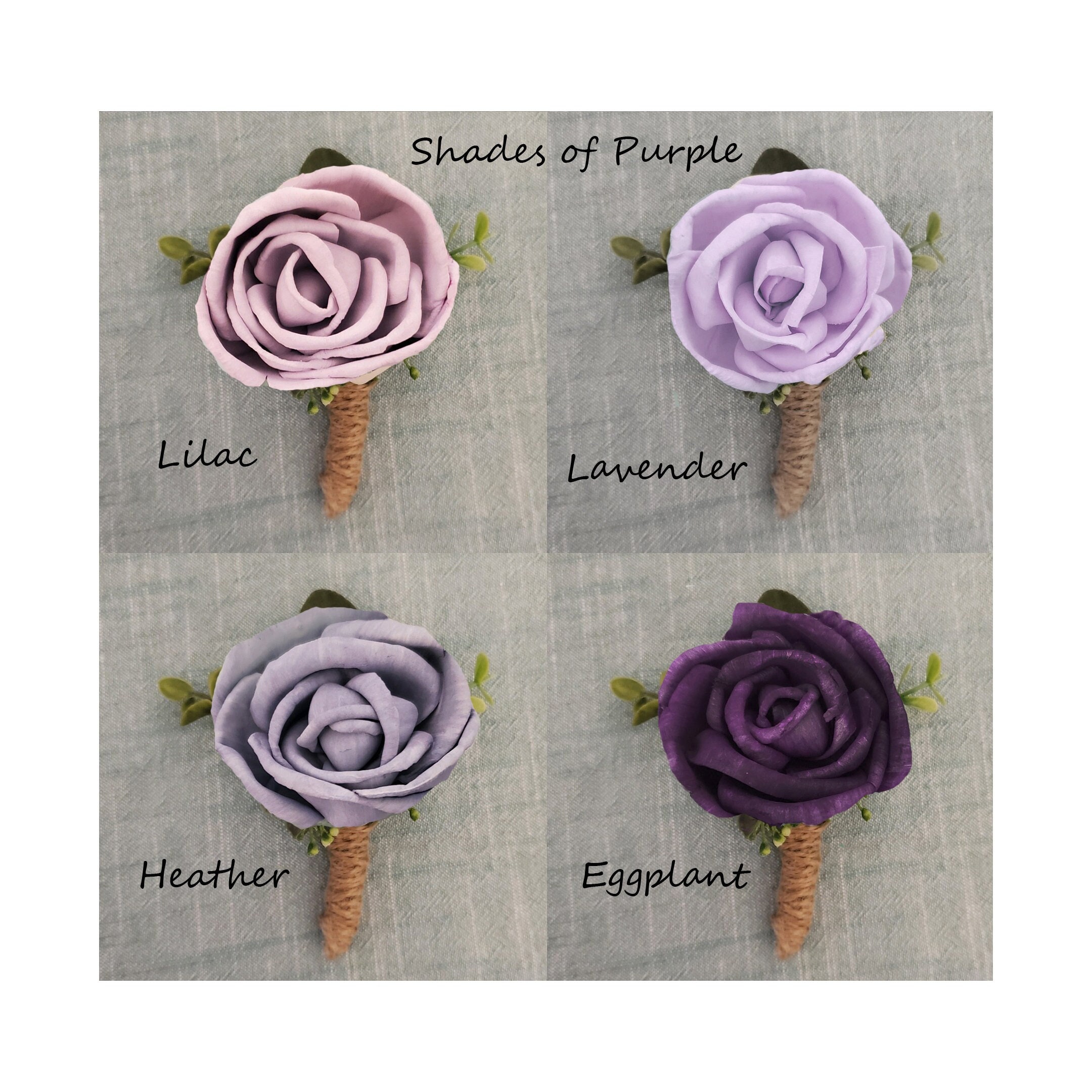 Lavendel Lila Rose Boutonniere Sola Holz Hochzeitsblume für Bräutigam Vater der Braut Heimkehr Künstliche Flieder Jacke Blume