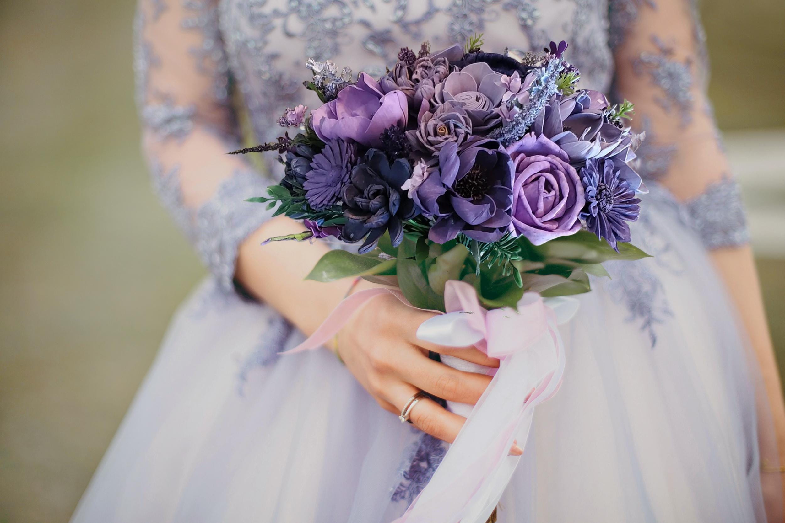 open lace back dress Purple Prom Set