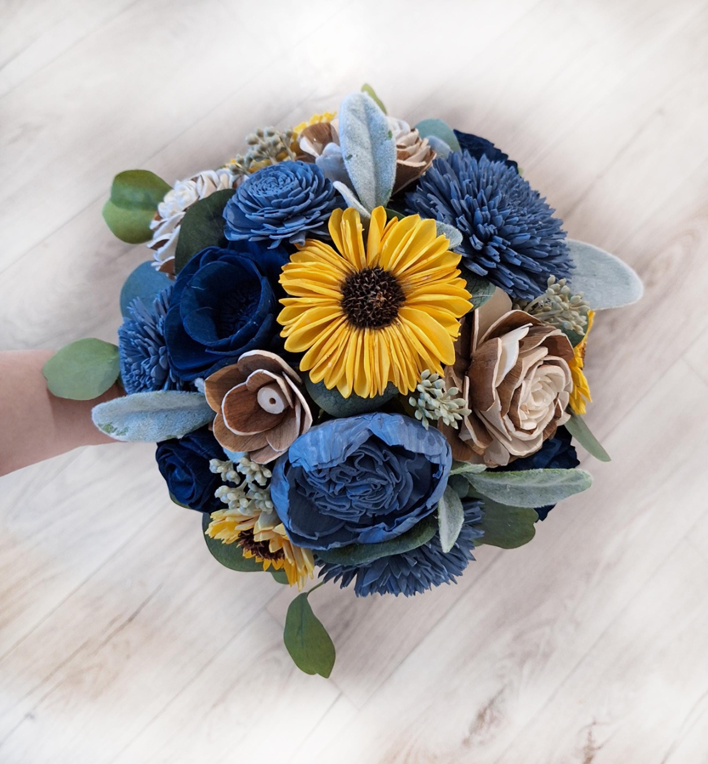 Navy Blue Sunflower Bridesmaid Bouquet - Etsy Navy Blue Sunflower Bridesmaid Bouquet - Etsy