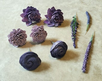 9PC Purple Lavender Cake Flower Set, Purple Sola Wood Cake Flowers, DIY Cake Flowers, Lavender Wedding Cake Decor, Purple Wedding Flowers