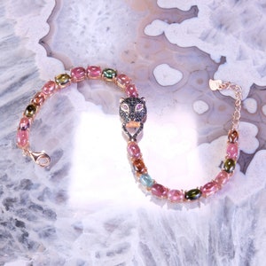 Tiger armband * toermalijn + zwart Spinel * gratis DHL Express Shipping * 81020gb1