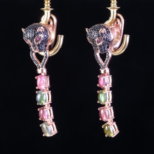 Tiger Earrings * Tourmaline + Black Spinel * Gratis DHL Express Verzending * 81020ger1